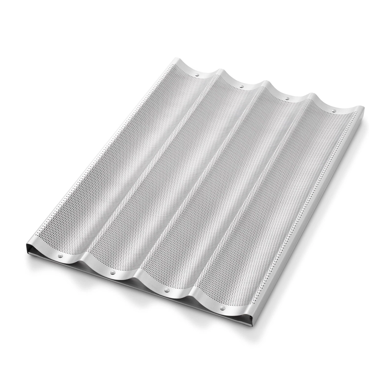 Commercial 18x26 Aluminum Baguette Pan, 4 Slot Long Perforated French Bread Pan