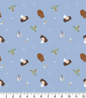 1/4 Yard- New Star Wars Cotton Fabric Rebel Dreams Leia Chewbacca Yoda R2-D2 