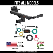 For 18-21 Jeep Compass Trailer Hitch w/ 4Way Wiring Harness Fits All Models Curt