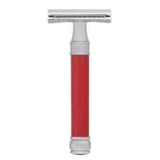 Edwin Jagger DE81 Red DE Safety Razor Bundle with Choice Of Shaving Cream