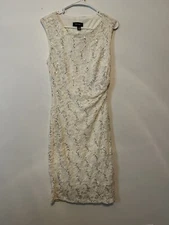R&M RICHARDS Dress Fitted Ivory Sequin Detail Sz 12 NWT