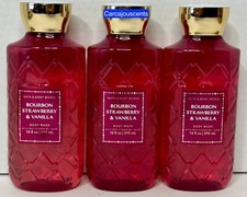 Bath  Body Works Bourbon Strawberry  Vanilla Body Wash set of 3