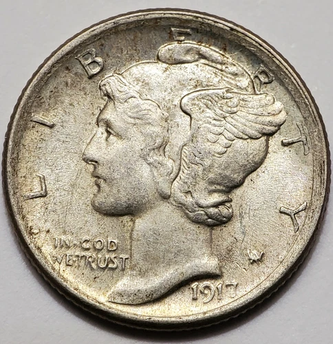 U.S. 1917-P Mercury Silver Dime - 10c - FSB CH-UNC