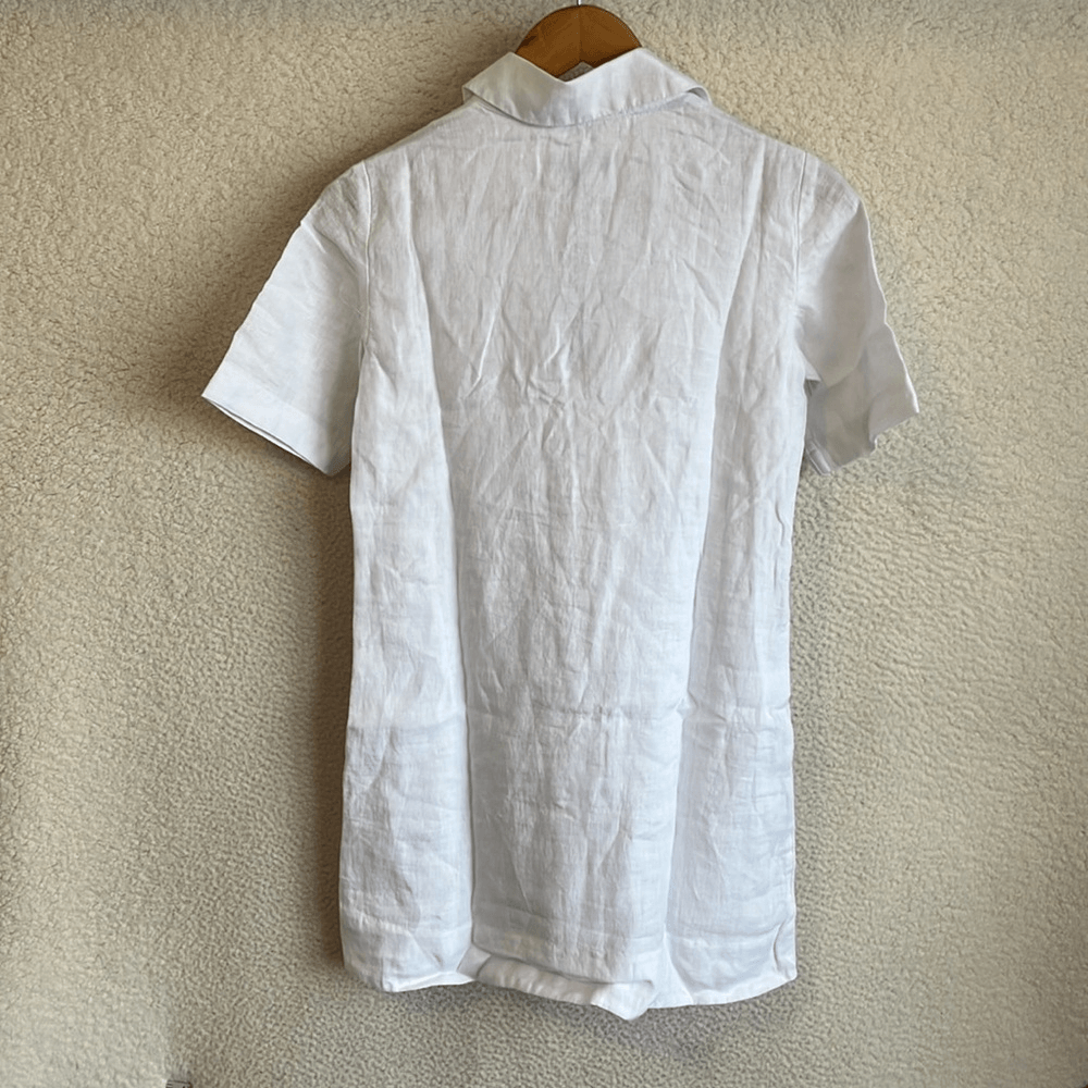 J Crew Bungalow popover dress in linen Womens XXS Petite White | eBay