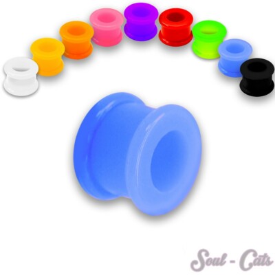 1 Flesh Silikon Tunnel double flared Neon Piercing tube Tunnel Plugs farbig