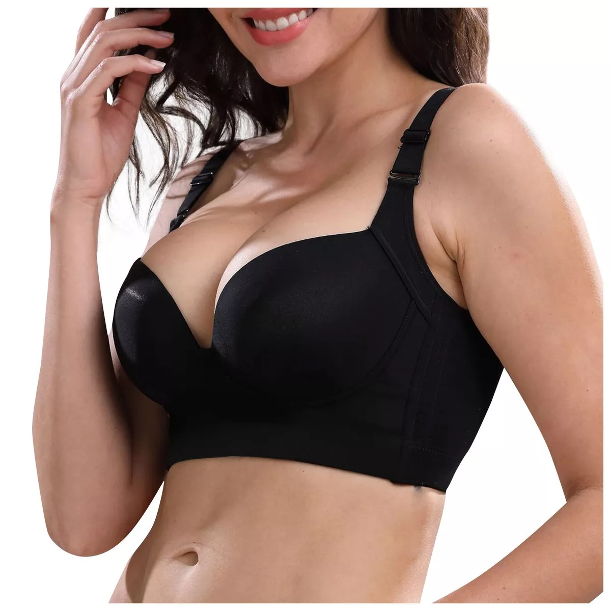 Womens Stylish Deep Cup Bras Hide Back Fat Full-Back Coverage Push