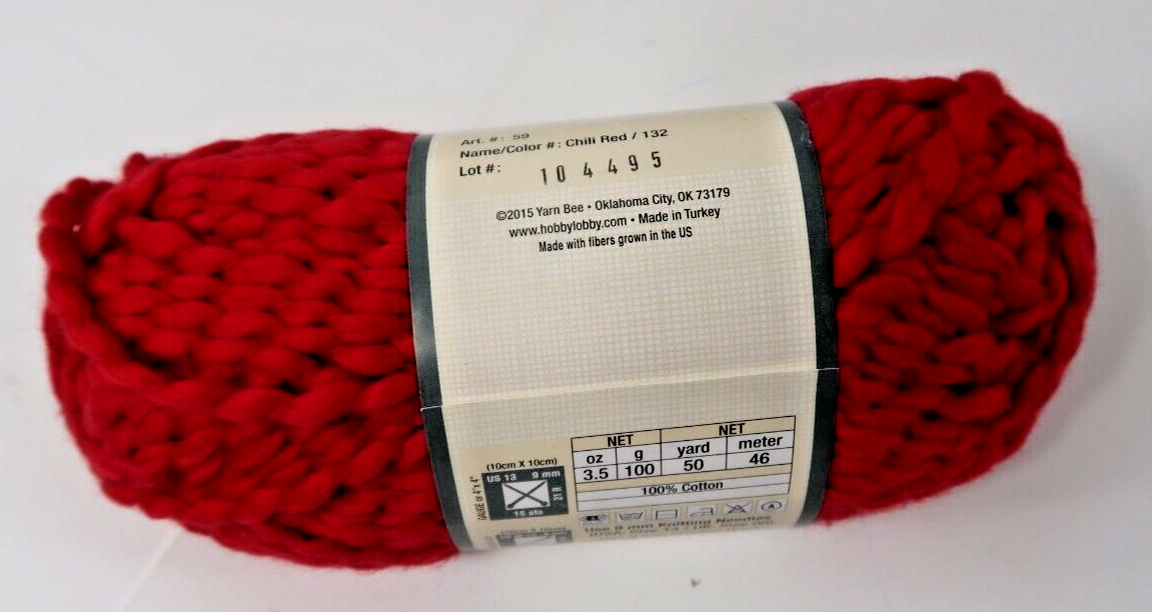 1 SKEIN YARN BEE COTTON XXL CHILI RED NEW eBay