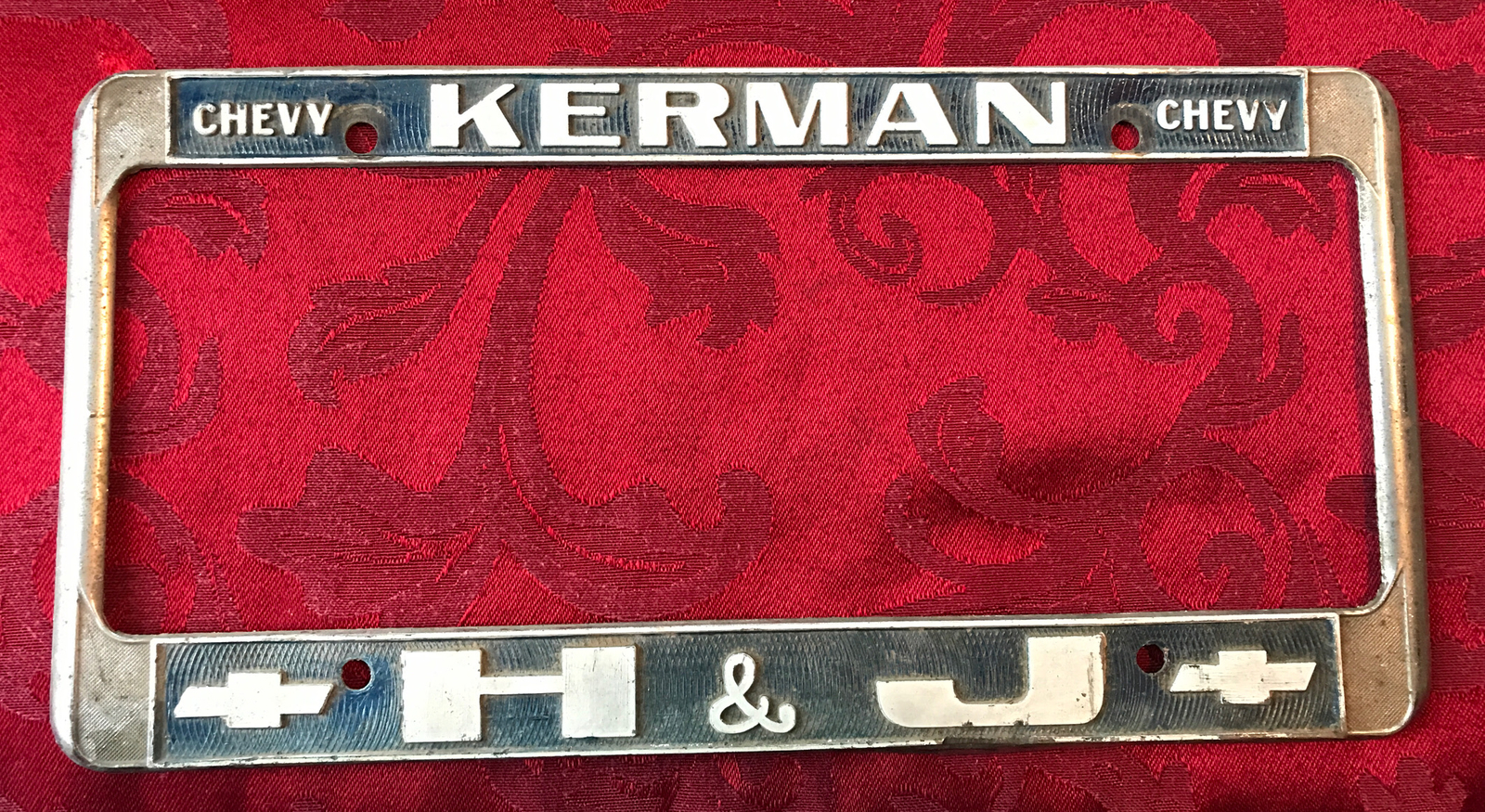 KERMAN Chevrolet Dealership Metal License Plate Frame H&J CHEVY IMPALA