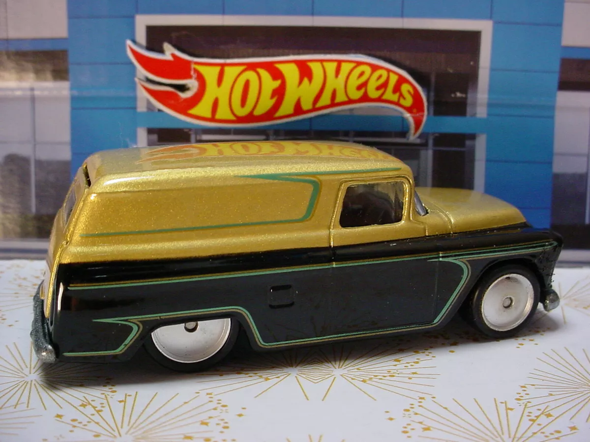 2011 Hot Wheels Garage '55 CHEVY PANEL ☆gold/black; real riders☆ Loose