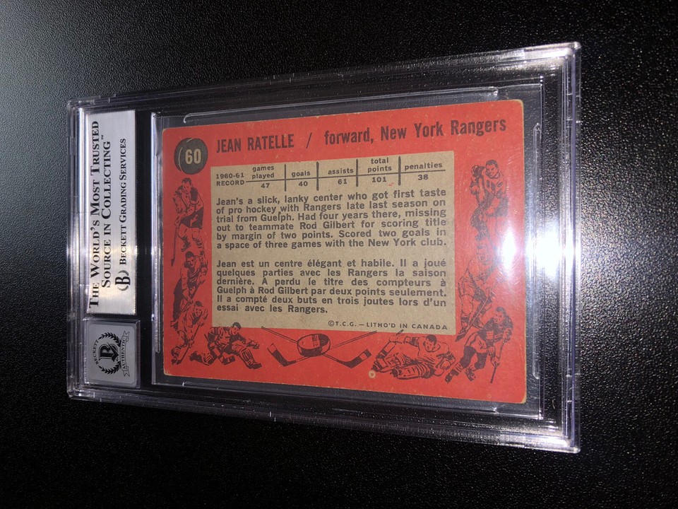 Jean Ratelle Signed 1961-62 Topps Rookie Card Rangers HOF 85 BAS ...