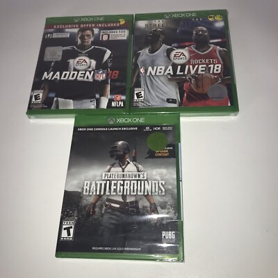 Xbox One Lots Of Games NBA Live 18, Madden 18, Battlegrounds