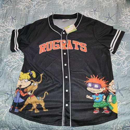 NEW Mens Nickelodeon Rugrats Black Baseball Jersey Shirt Size 4XL