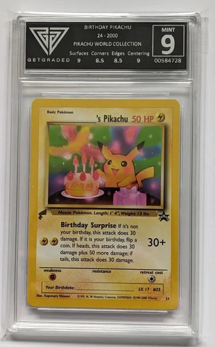 Birthday Pikachu | 24 | World Collection 2000 Promo | Pokémon TCG | Graded 9