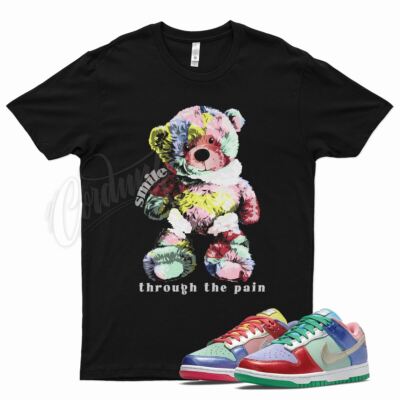 Black SMILE T Shirt for N Dunk Low WMNS Sunset Pulse Metallic Multi Color 