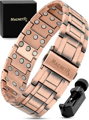   3X Strength Copper Bracelet   99.9% Pure Copper Bracelets for Men with Magn...