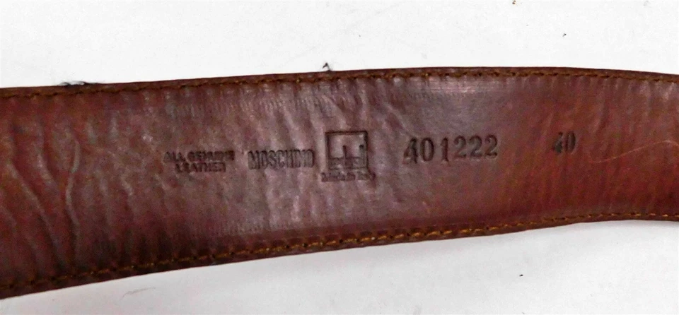 Moschino Redwall Italy sz 40 euro Brown Leather Sun Heart Love Belt - Image 4 of 4