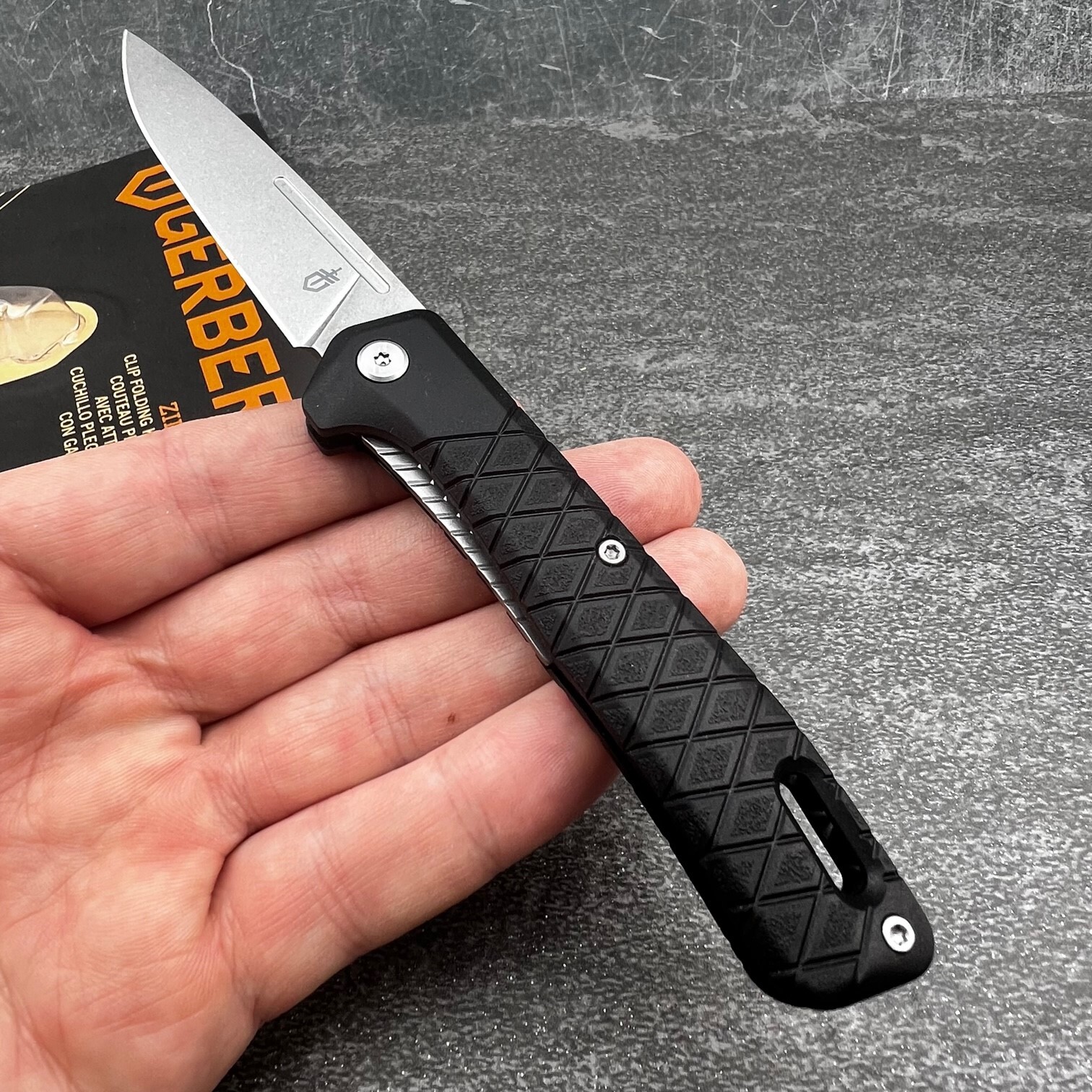Gerber Zilch Black Stonewash 7Cr17MoV Folding Blade Lightweight EDC