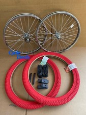 20'' x 1.95 Bike HD Steel Rims Chrome 36 spokes Free Wheel, Red Tires Jump BMX