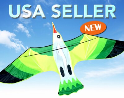 78'' Seagulls Green Kite Outdoor Toy Sport Fun Gift Free Line k73