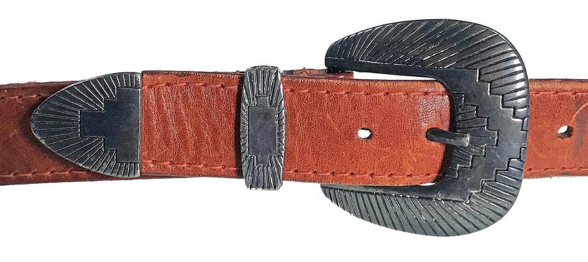 Vintage STETSON leather western concho BELT 33 waist