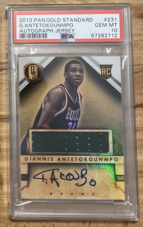 2013 Panini Gold Standard #231 Giannis Antetokounmpo Rookie Auto Jersey PSA 10!
