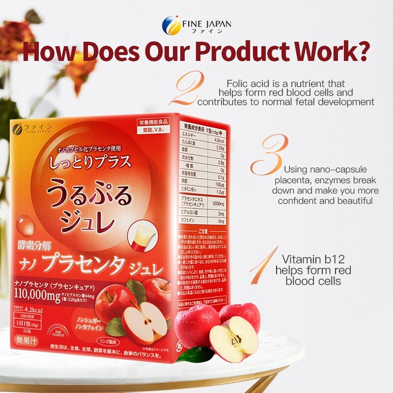 FINE JAPAN Placenta jerry 22 sachets apple flavor no suger no