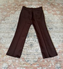 Vintage Levi Brown Polyester Pants Bootcut Sz 36x30 Brown Gold Tab