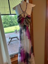 Alyce designers dress halter top - black, white, and pink