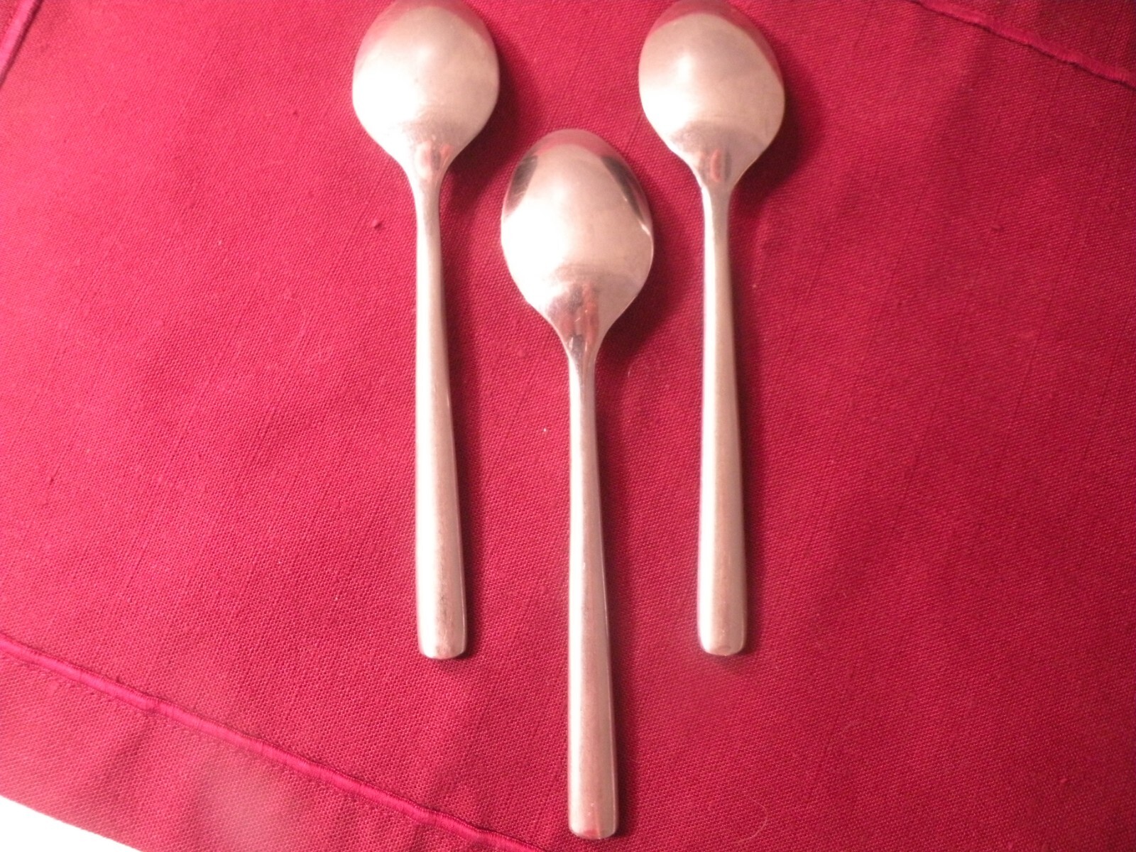 Set Of 3 Teaspoons CAMBRIDGE CBS56 Frosted Handle Stainless Slanted Tip 6 1/2"
