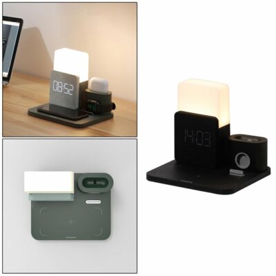 NIB Multi Function Wireless Charger - clock, mood light, phone, watch, headset