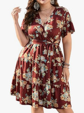 NEW ZCDODF Women's Short Sleeve Floral Wrap Dress Size Medium