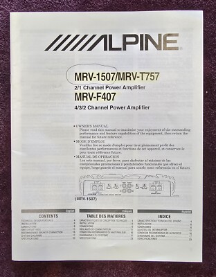 Alpine MRV-1507 MRV-T757 MRV-F407 Owners Manual 23 Pages  English French Spanish
