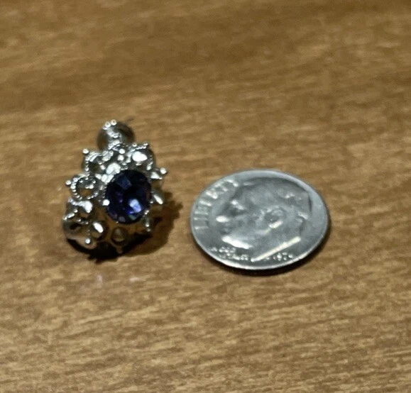 Pendientes de Tanzanita Azul Floral Plata Vintage Joan Rivers Sin Perforar Foto 3 de 4