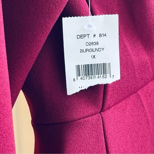 New! ALEXIA ADMOR Burgundy Red Dress Long Sleeve Bell Flare Sleeve Cuff 1x D2638 - Picture 4 of 9