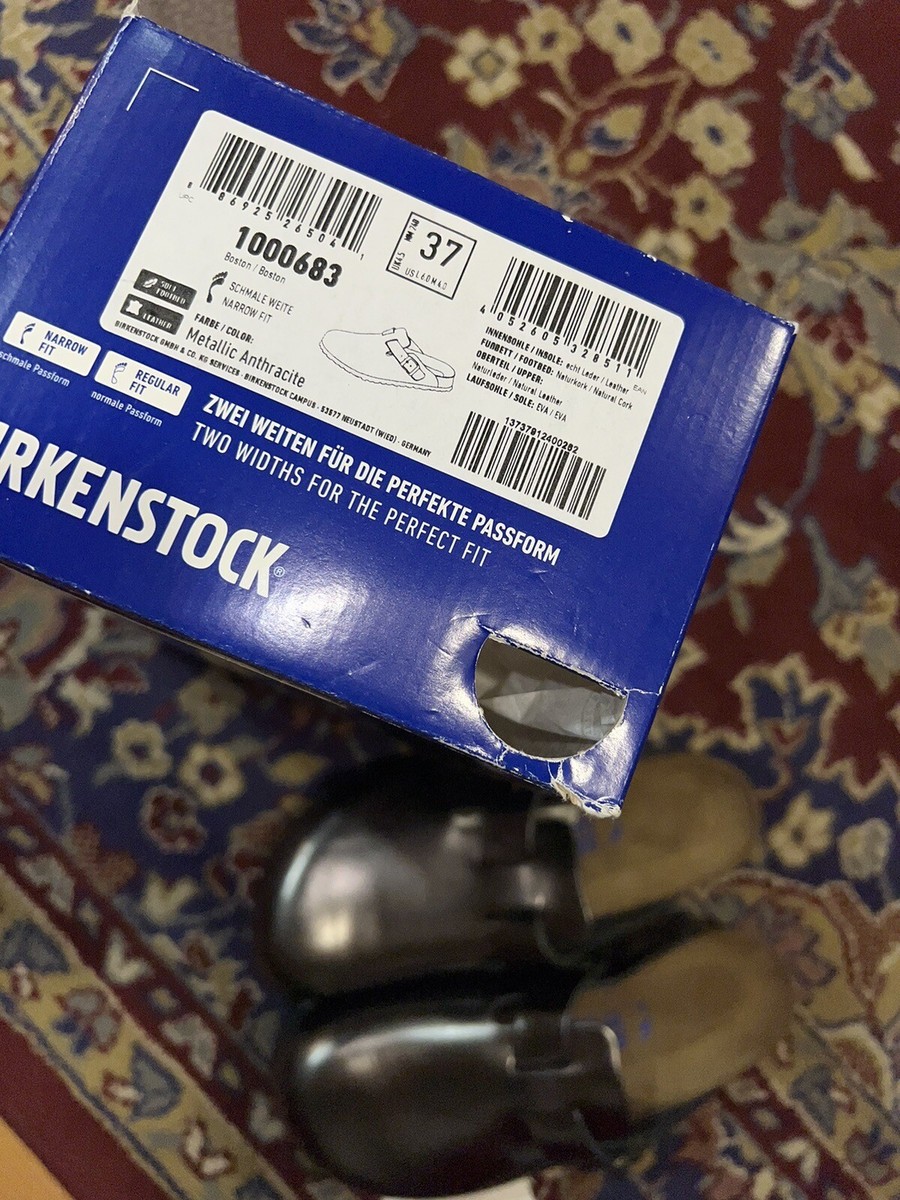 Birkenstock Boston Metallic Anthracite Suola Soft | eBay