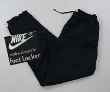 VTG 1993 Nike Tonal Swoosh Track Pants Nylon Windbreaker Joggers Baggy Black 90s