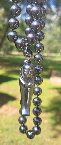 SALE! VINTAGE EGYPTIAN REVIVAL SARCOPHAGUS MUMMY MARCASITE PENDANT NECKLACE OOAK