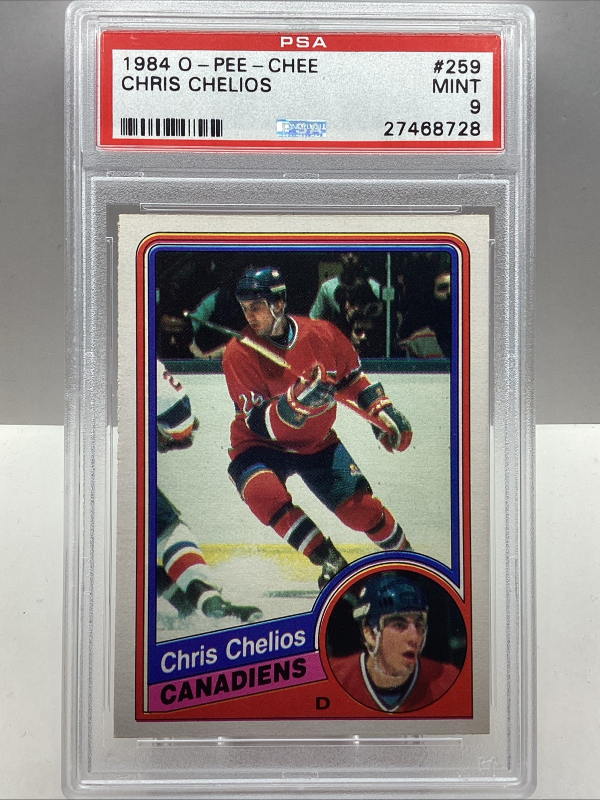 1984-85 O PEE CHEE CHRIS CHELIOS #259 RC PSA 9 MINT