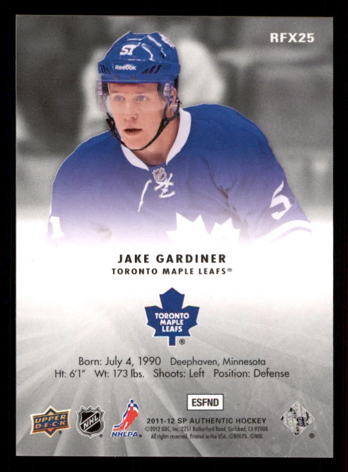 2011-12 SP Authentic Holoview FX #RFX25 Jake Gardiner - Image 2 of 2