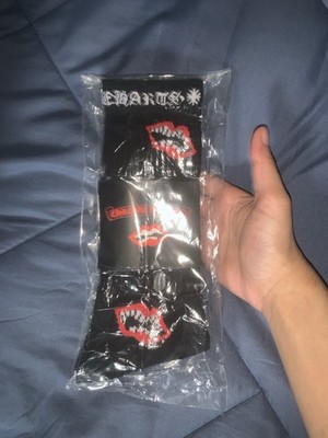 Chrome Hearts Men's Crew Socks Large Black Red Lips Graphic Cotton Blend