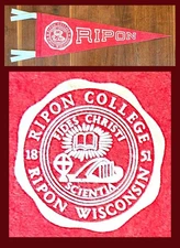 VINTAGE Ripon College Redmen (NOW Red Hawks) Football Pennant! WOW