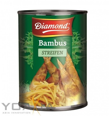 Dosen mit Beulen [ 540g/300g ATG ] DIAMOND Bambussprossen, Streifen