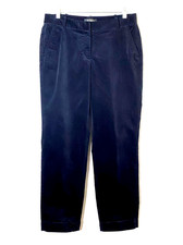 Talbots Signature Velveteen Cuffed Pants Womens Size 6 Dark Navy Blue Stretch