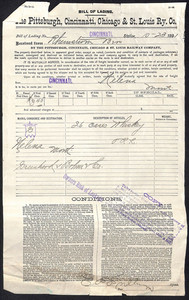 PCC&StL Railroad 1891 Bill of Lading for Greenhood & Bohm* 26 Cases Whiskey