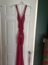 Women Red Fitted Prom Dress Size 0 Open Back Pre Hemmed Short