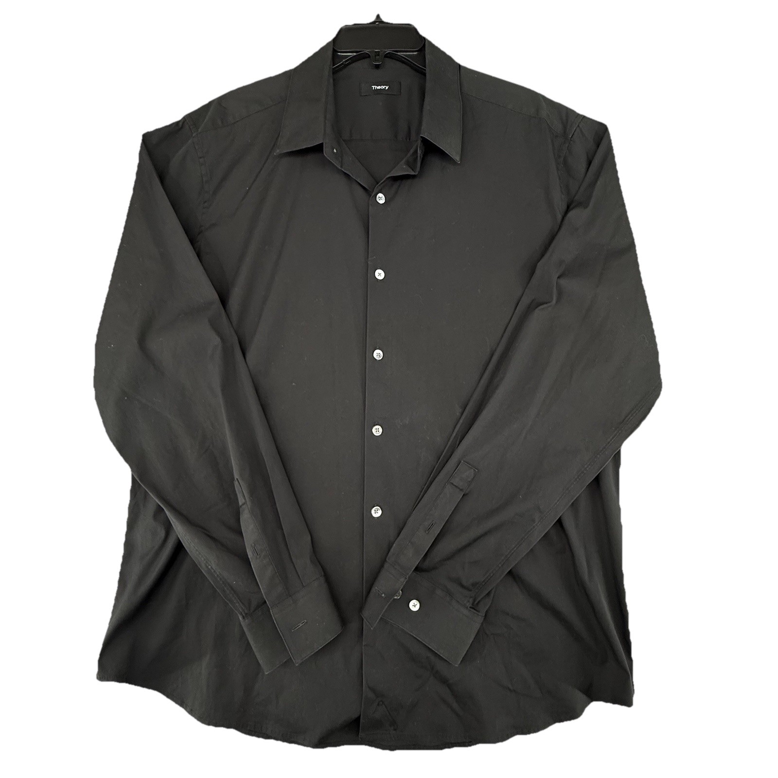 Theory Sylvain Wealth Black Button Up Collared Po… - image 3