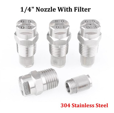 #ad 304 Stainless Steel Pressure Washer Spray Fan Nozzle 1 4quot; Nozzle With Filter $6.03