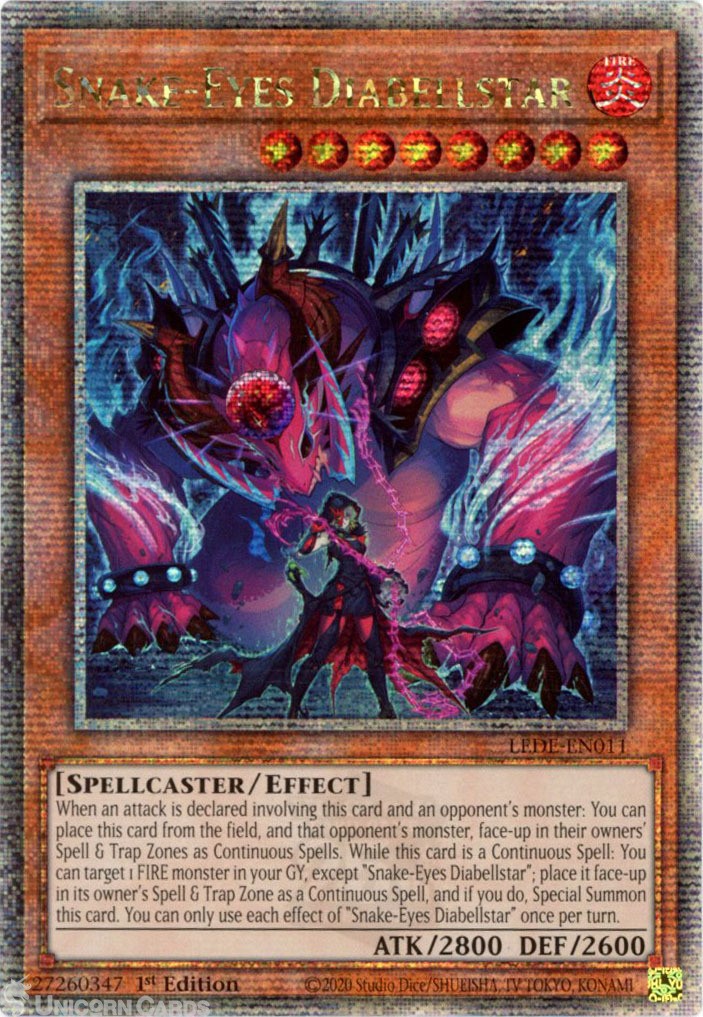 LEDE-EN011 Snake-Eyes Diabellstar : Quarter Century Secret Rare 1st Edition YuGi