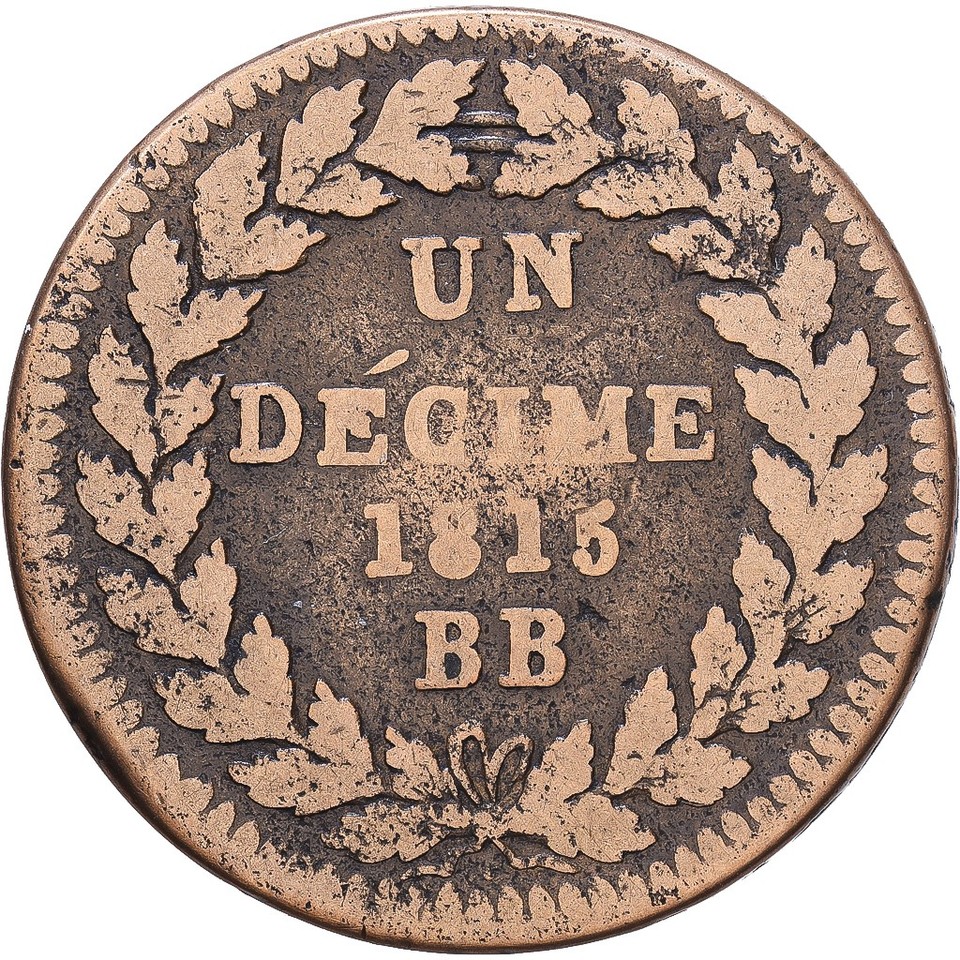 [#1547844] Francia, Louis XVIII, 1 Décime, 1815, Strasbourg, Bronzo, MB ...