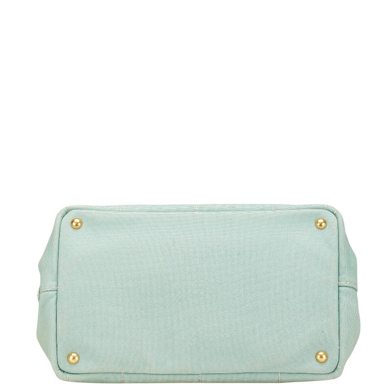 Prada Canapa Handbag Tote Bag Mint Green Canvas Ladies PRADA Used from japan thumbnail 3